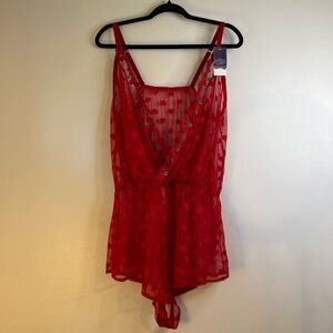 Cacique Cherry Print Lace Romper
